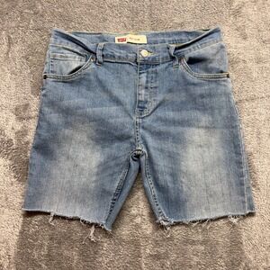 Levi's 511 Slim Denim Shorts Women 18 REG Light Blue Good Raw Hem Cut Off